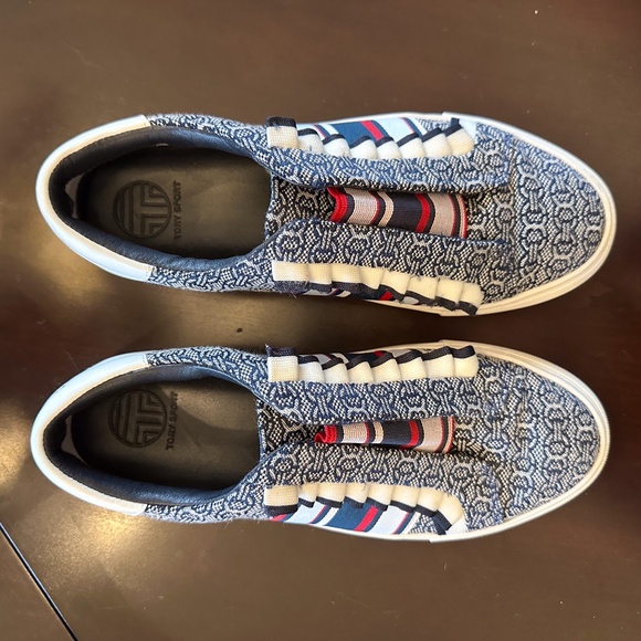 Tory Burch Sport Canvas Slip-On Tennis Shoes -White, Navy, Red - sz 7 -Ltly Worn - Picture 3 of 8